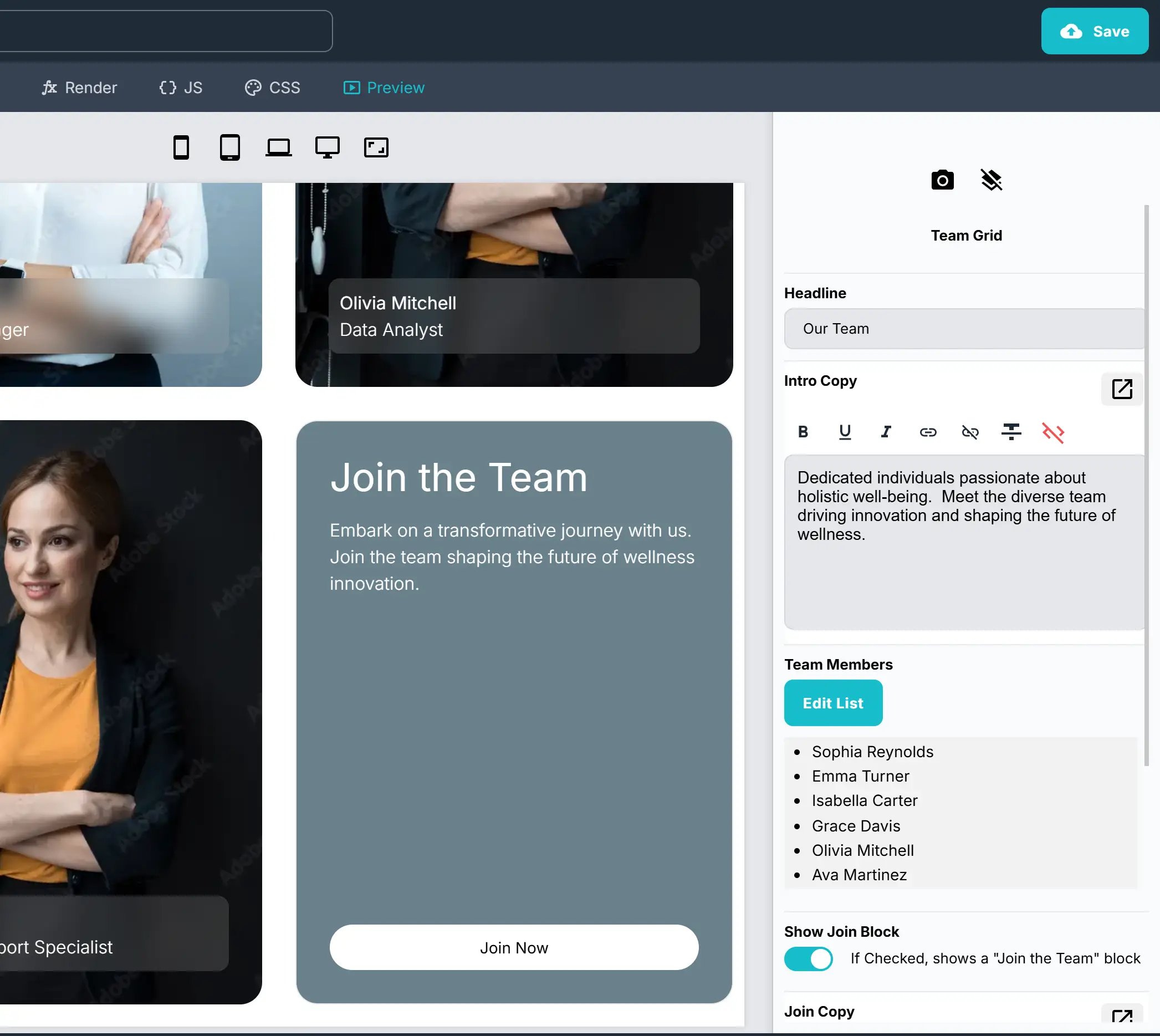 The powerful NewportCMS block editor