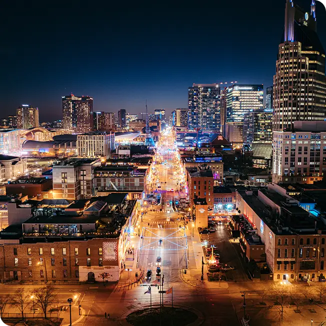 Lower Broadway at night